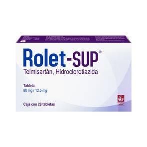 Rolet-SUP-80-mg-/-12.5-mg---Caja-con-28-tabletas-(Telmisart&aacute;n-e-Hidrocloratiazida)-imagen