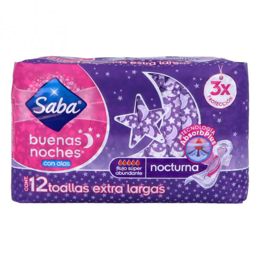 SABA-BUENAS-NOCHES-TOALLAS-FEMENINAS-C/AROMA-12-PZAS-imagen