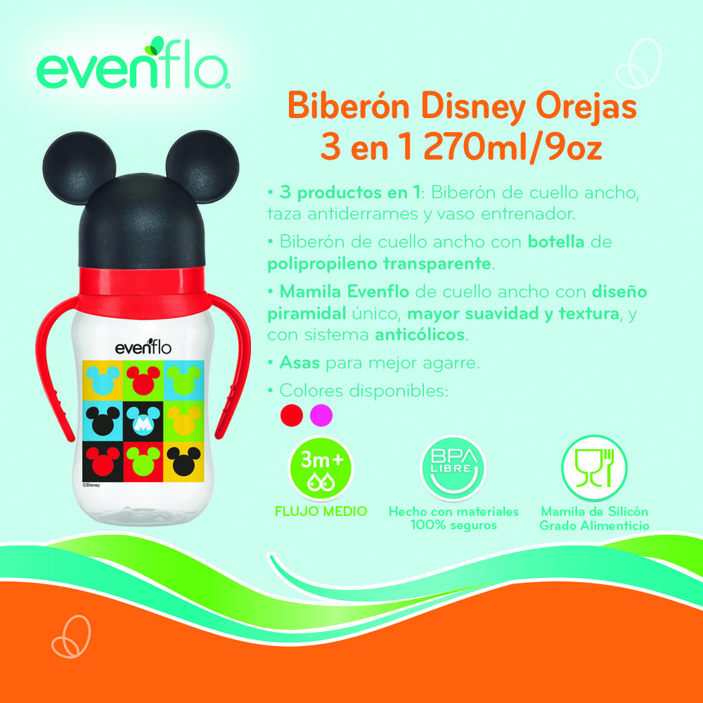 Evenflo-Biberon-Disney-Orejas-3-En-1-9Oz-imagen-3