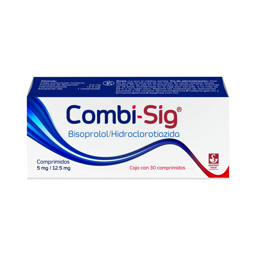 Combi-SIG-5mg-/-12.5-mg---Caja-con-30-comprimidos-(Bisoprolol-e-Hidroclorotiazida)-imagen-1