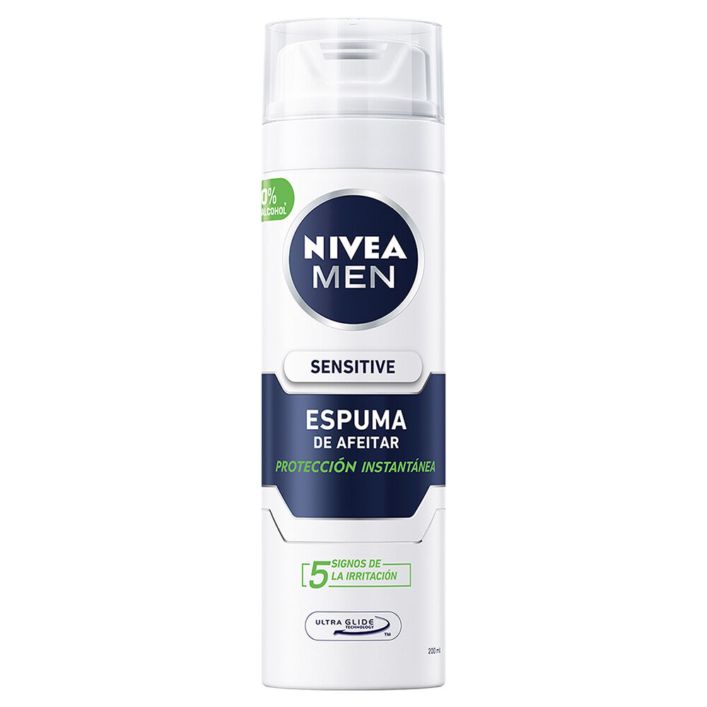 NIVEA-MEN-Espuma-para-Afeitar-Enriquecido-Vitamina-E-y-Manzanilla,-Sensitive-para-Piel-Sensible,-200-ml-imagen-1