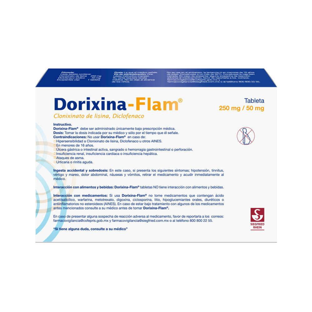 Dorixina-Flam-250-mg-/-50-mg---Caja-con-14-tabletas-(Clonixinato-de-Lisina-y-Diclofenaco-S&oacute;dico)-imagen-3