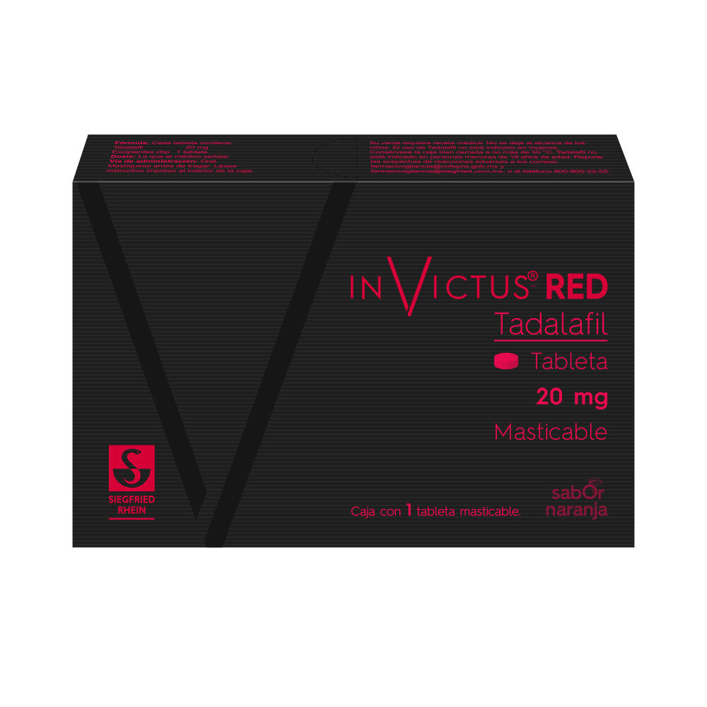 Invictus-Red-20-mg---Caja-con-1-tableta-masticable-(Tadalafil)-imagen-1