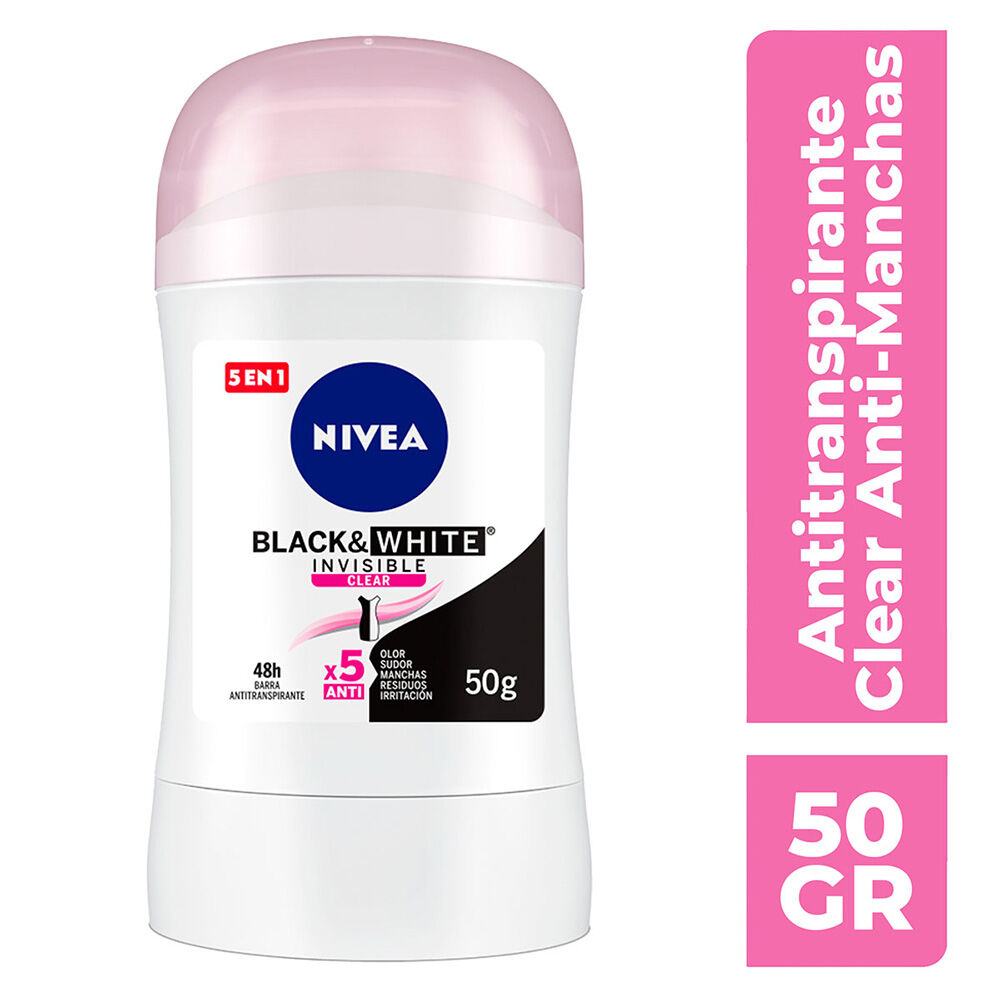 NIVEA-Desodorante-Antimanchas-Black-&-White-Invisible-Clear-barra-50-g-imagen-2