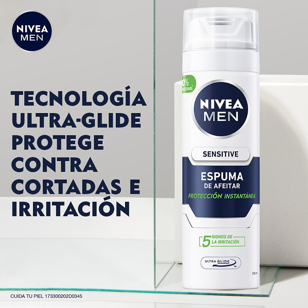 NIVEA-MEN-Espuma-para-Afeitar-Enriquecido-Vitamina-E-y-Manzanilla,-Sensitive-para-Piel-Sensible,-200-ml-imagen-3
