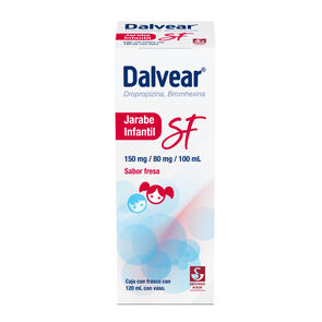Dalvear-SF-Infantil-150-mg-/-80-mg---Jarabe-sabor-fresa-120-ml-(Dropropizina-y-Bromhexina)-imagen