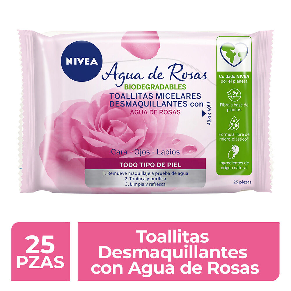 NIVEA-Toallitas-Faciales-Desmaquillantes-Micelares-Agua-De-Rosas-Todo-Tipo-de-Piel-25-piezas-imagen-2