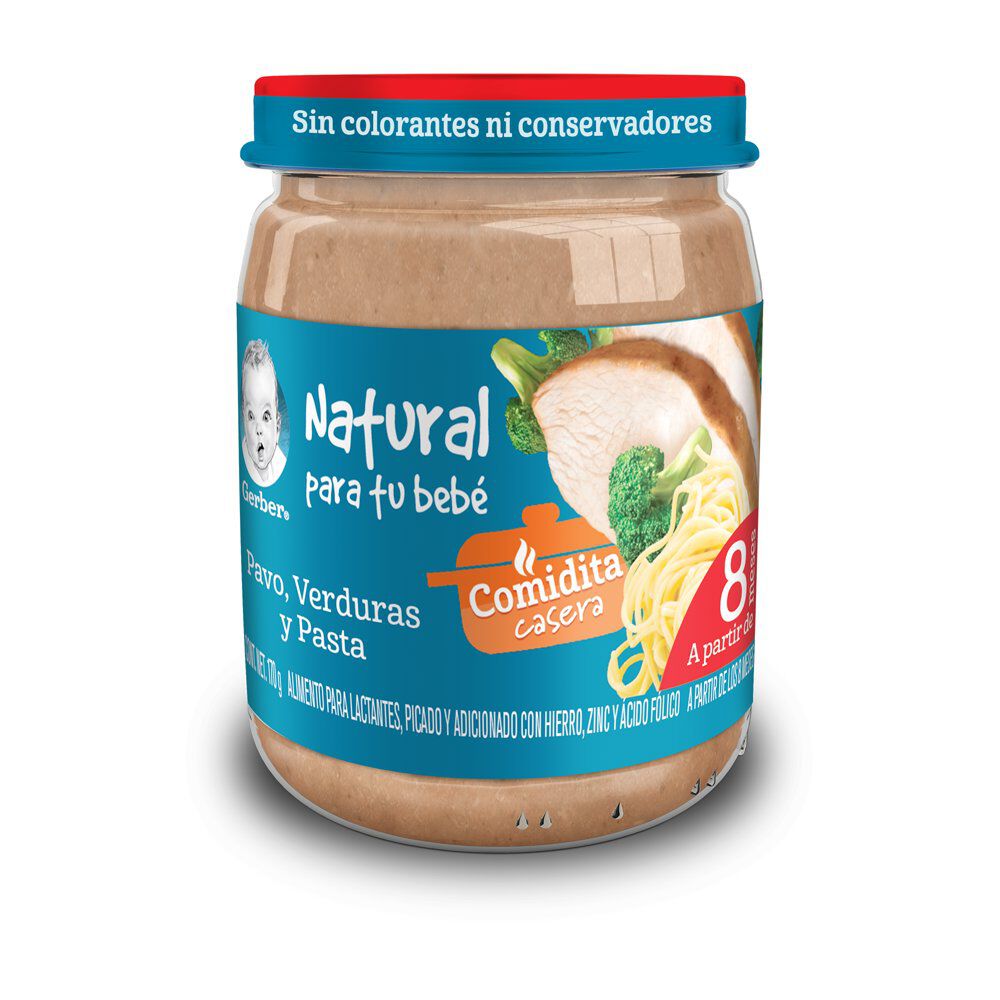 Papilla-Gerber-Comidita-Casera-Etapa-3-Pavo,-Verduras-y-Pasta-170g-imagen