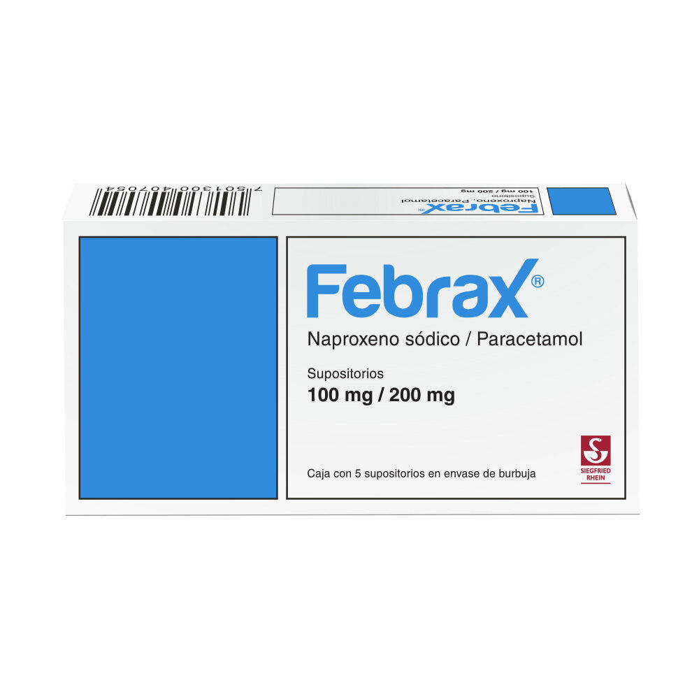 Febrax-Ni&ntilde;os-100-mg-/-200-mg---Caja-con-5-supositorios-(Naproxeno-y-Paracetamol)-imagen-1