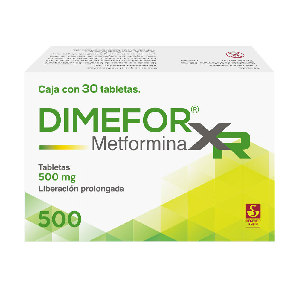 Dimefor-XR-500-mg---Caja-con-30-tabletas-(Metformina)-imagen-3