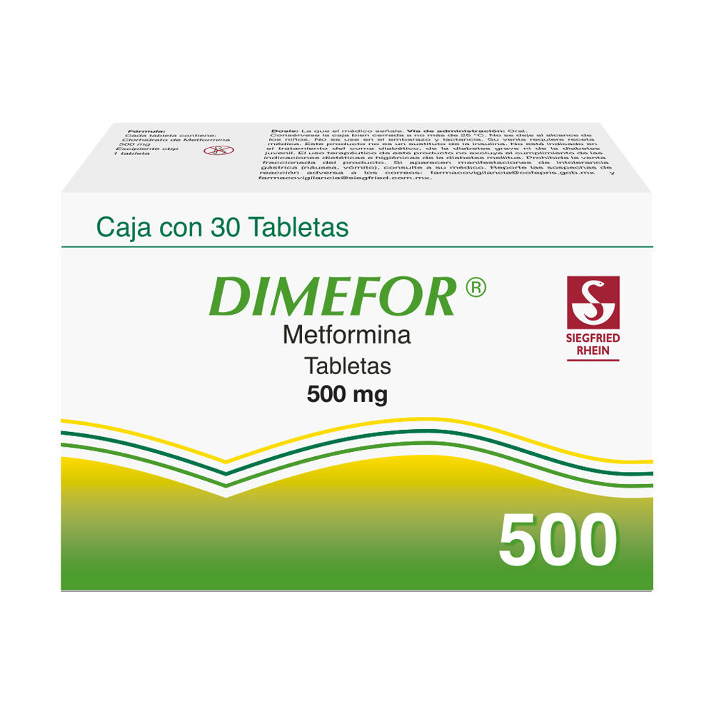 Dimefor-500-mg---Caja-con-30-tabletas-(Metformina)-imagen-1