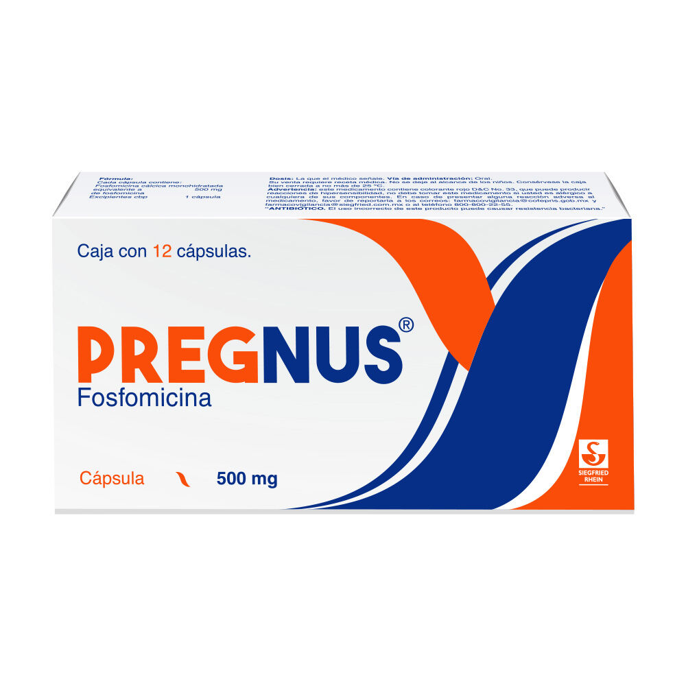 Pregnus-500-mg---12-C&aacute;psulas-(Fosfomicina)-imagen-1