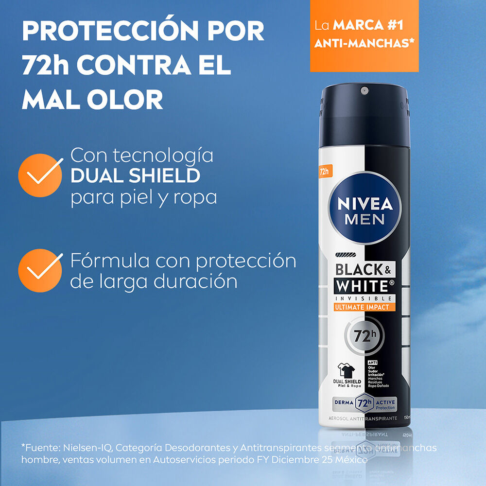 NIVEA-MEN-Desodorante-Antimanchas,-Black-&-White-Invisible-Ultimate-spray-150-ml-imagen-6