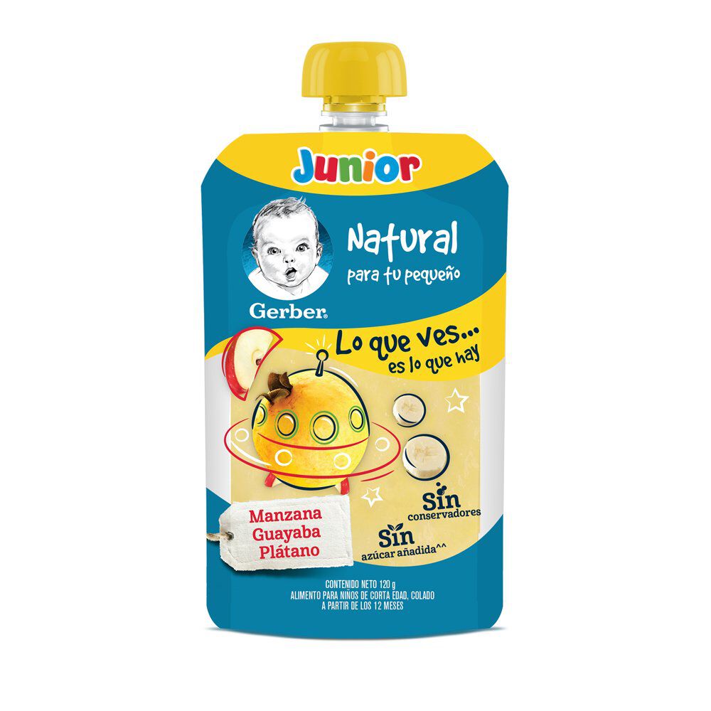 Papilla-Gerber-Junior-Etapa-4-Manzana-Guayaba-Plátano-Pouch-110g-imagen