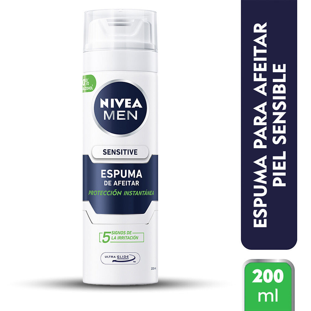NIVEA-MEN-Espuma-para-Afeitar-Enriquecido-Vitamina-E-y-Manzanilla,-Sensitive-para-Piel-Sensible,-200-ml-imagen-2