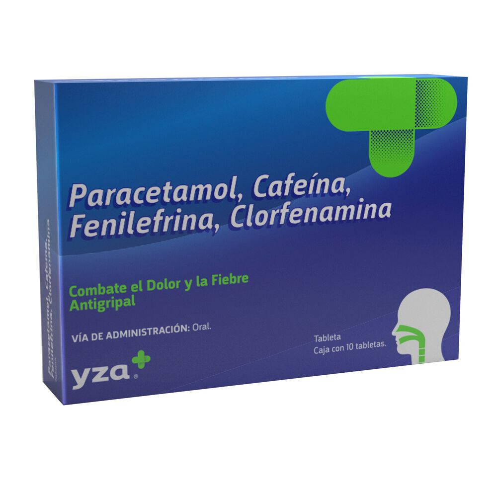 Yza-Clorfena-Compuesto-500/25/5/4Mg-10-Tabs-imagen