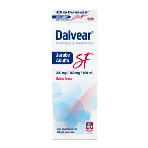 Dalvear-SF-Adulto-300-mg-/-160-mg---Jarabe-sabor-fresa-120-ml-(Dropropizina-y-Bromhexina)-imagen