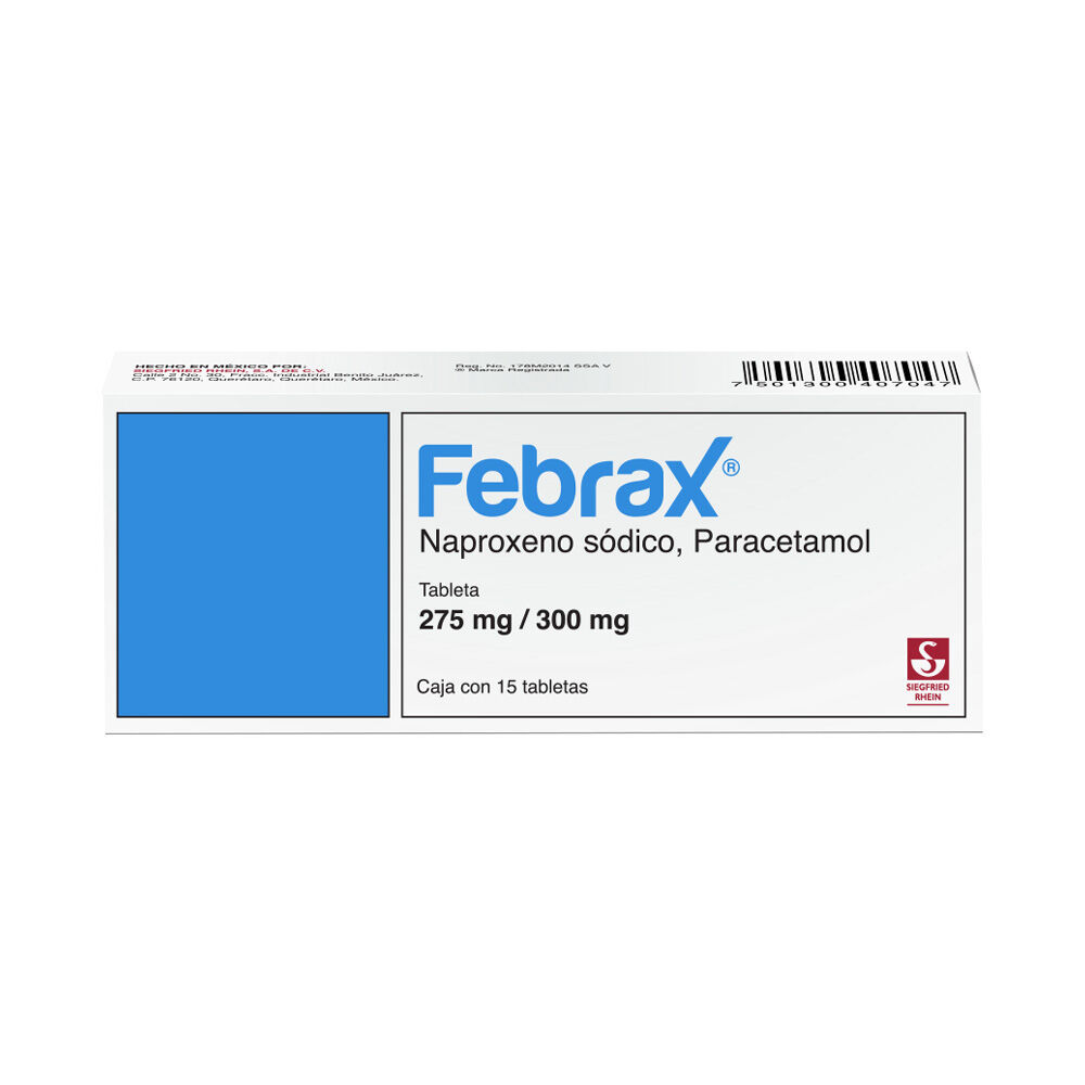Febrax-275-mg-/-300-mg---Caja-con-15-tabletas-(Naproxeno-y-Paracetamol)-imagen-1