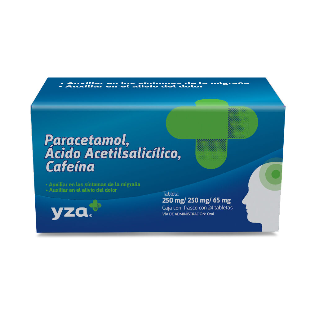 YZA-PARA/ASA/CAFEINA-250/250/65MG-24-TAB-imagen