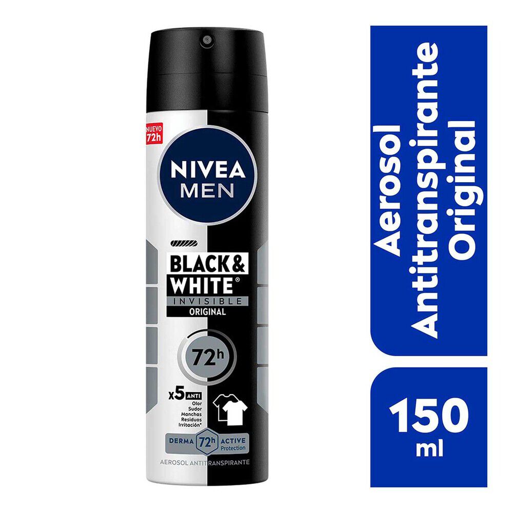 NIVEA-MEN-Desodorante-Antimanchas,-Black-&-White-Invisible-Power-150-ml-imagen-1