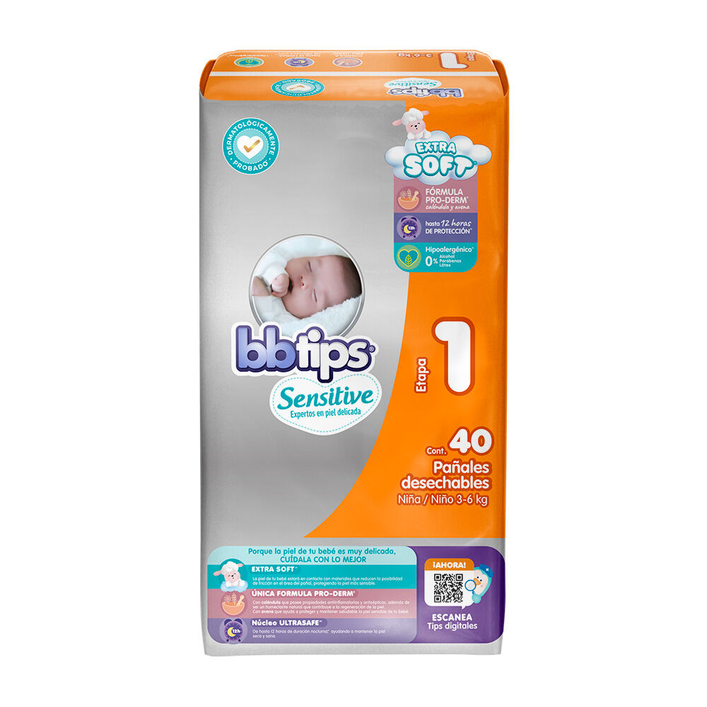 Pañales BBTips Sensitive Talla 7 40 Piezas