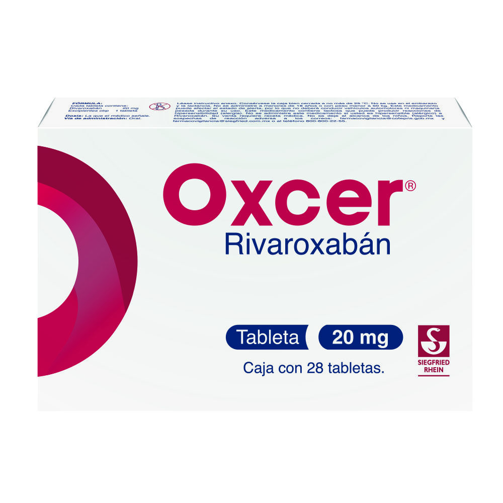 Oxcer-20-mg---Caja-con-28-tabletas-(Rivaroxab&aacute;n)-imagen-1