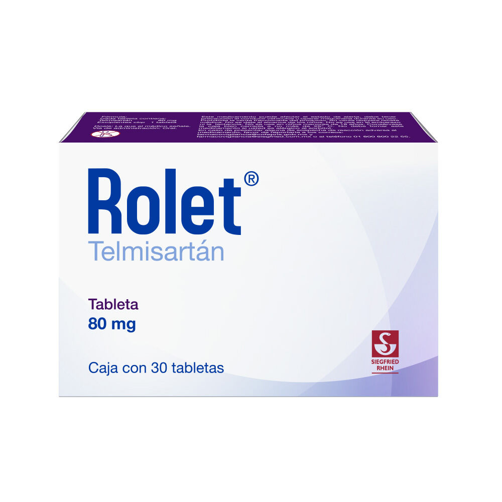 Rolet-80-mg---Caja-con-30-tabletas-(Telmisart&aacute;n)-imagen-1