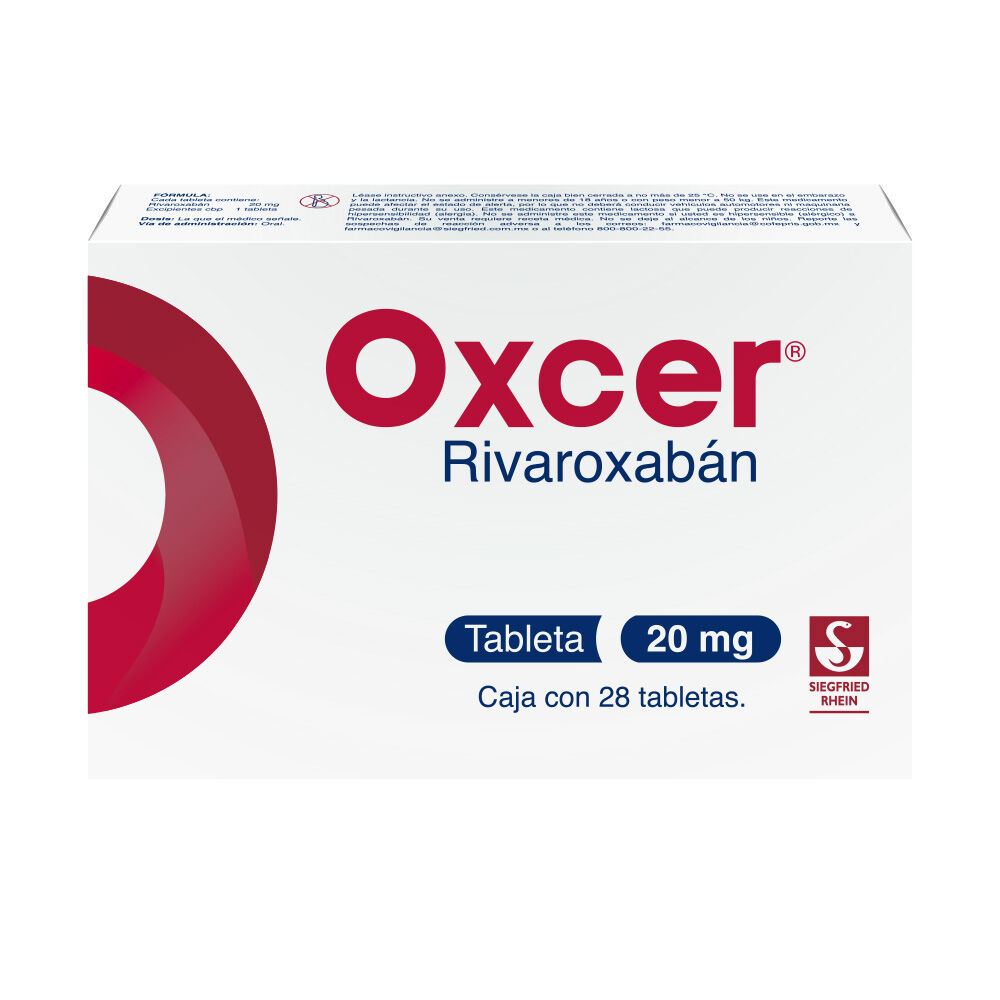 Oxcer-20-mg---Caja-con-28-tabletas-(Rivaroxab&aacute;n)-imagen-1