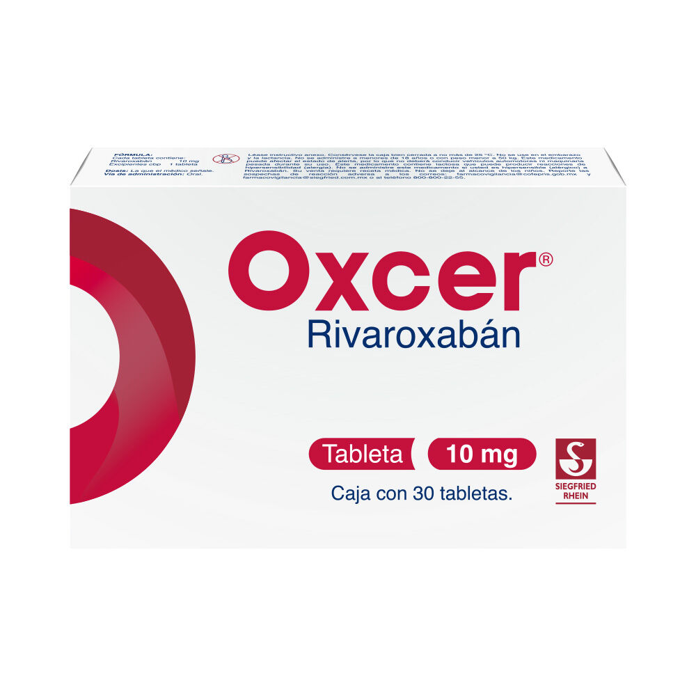 Oxcer-10-mg---Caja-con-30-tabletas-(Rivaroxab&aacute;n)-imagen-1