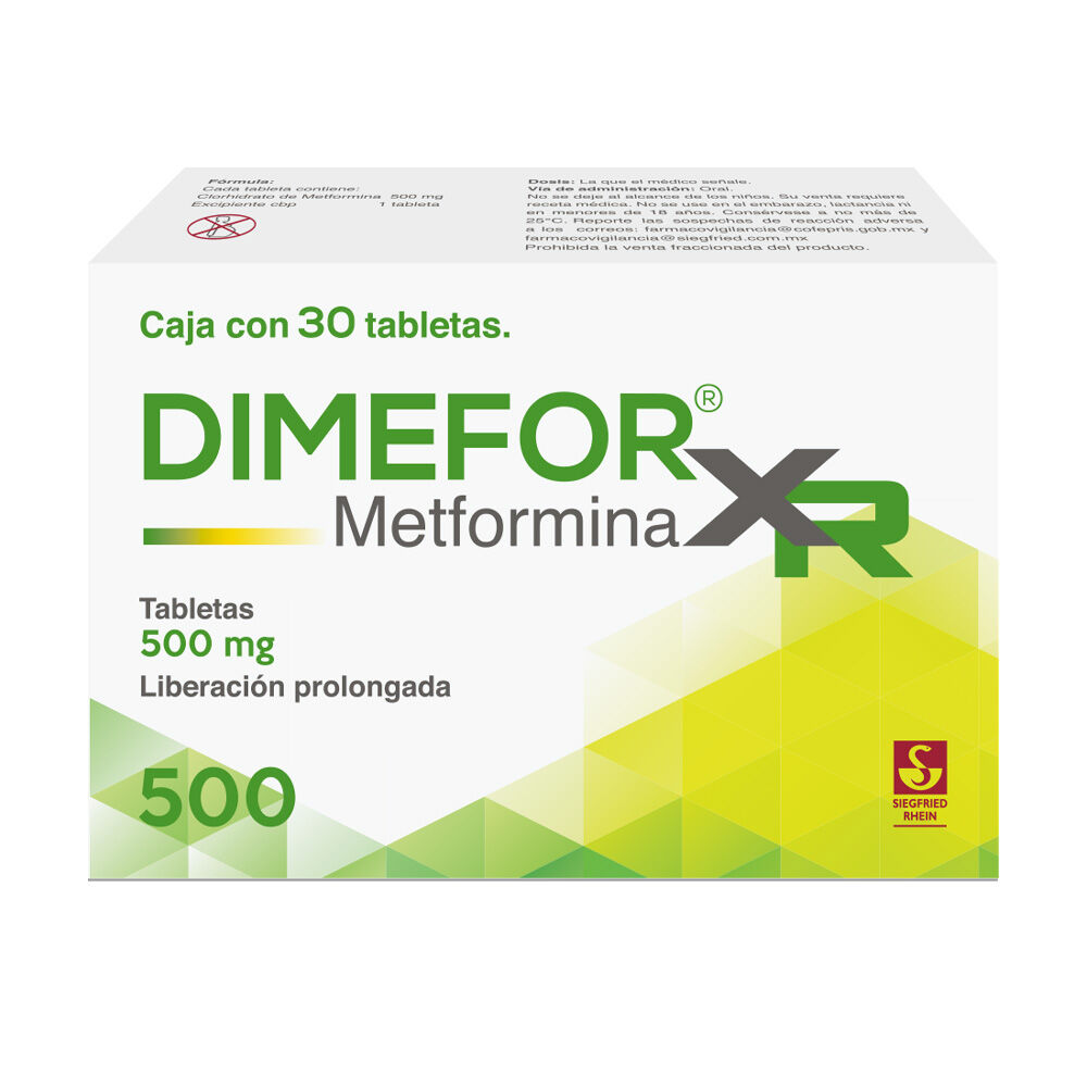 Dimefor-XR-500-mg---Caja-con-30-tabletas-(Metformina)-imagen-1