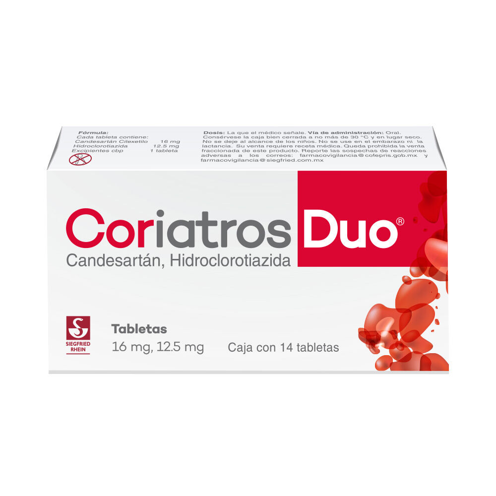 Coriatros-Duo-16-mg-/-12.5-mg---Caja-con-14-tabletas-(Candesart&aacute;n-y-Hidroclorotiazida)-imagen-3
