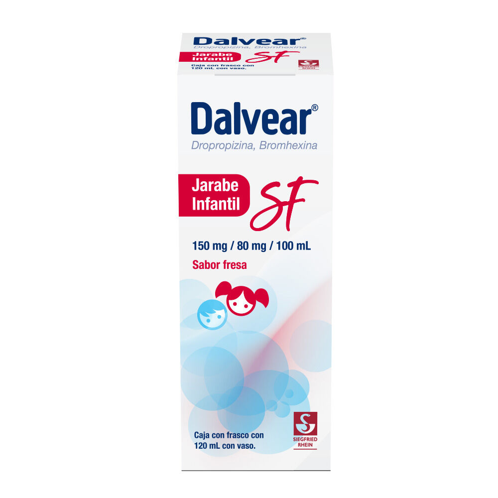 Dalvear-SF-Infantil-150-mg-/-80-mg---Jarabe-sabor-fresa-120-ml-(Dropropizina-y-Bromhexina)-imagen-1