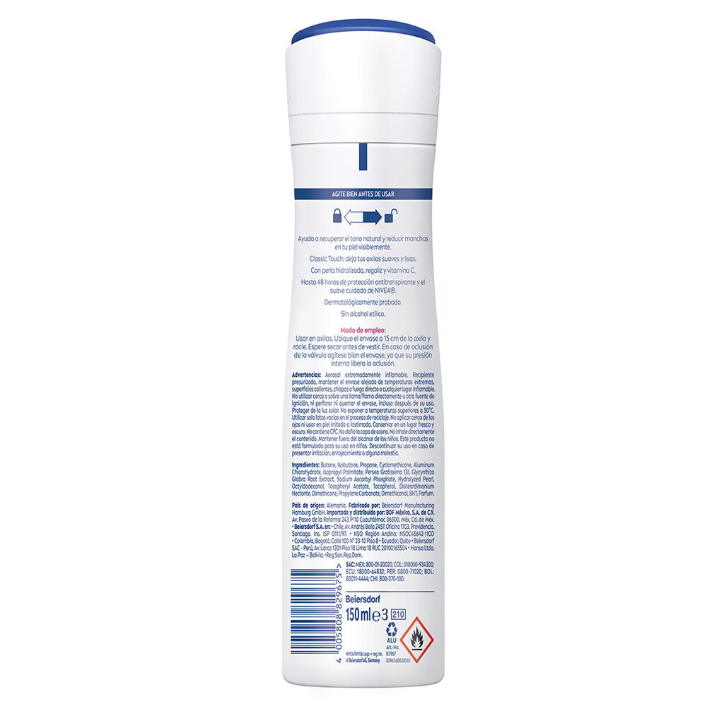 NIVEA-Desodorante-Aclarante-Tono-Natural-Classic-Touch-spray-150-ml-imagen-9