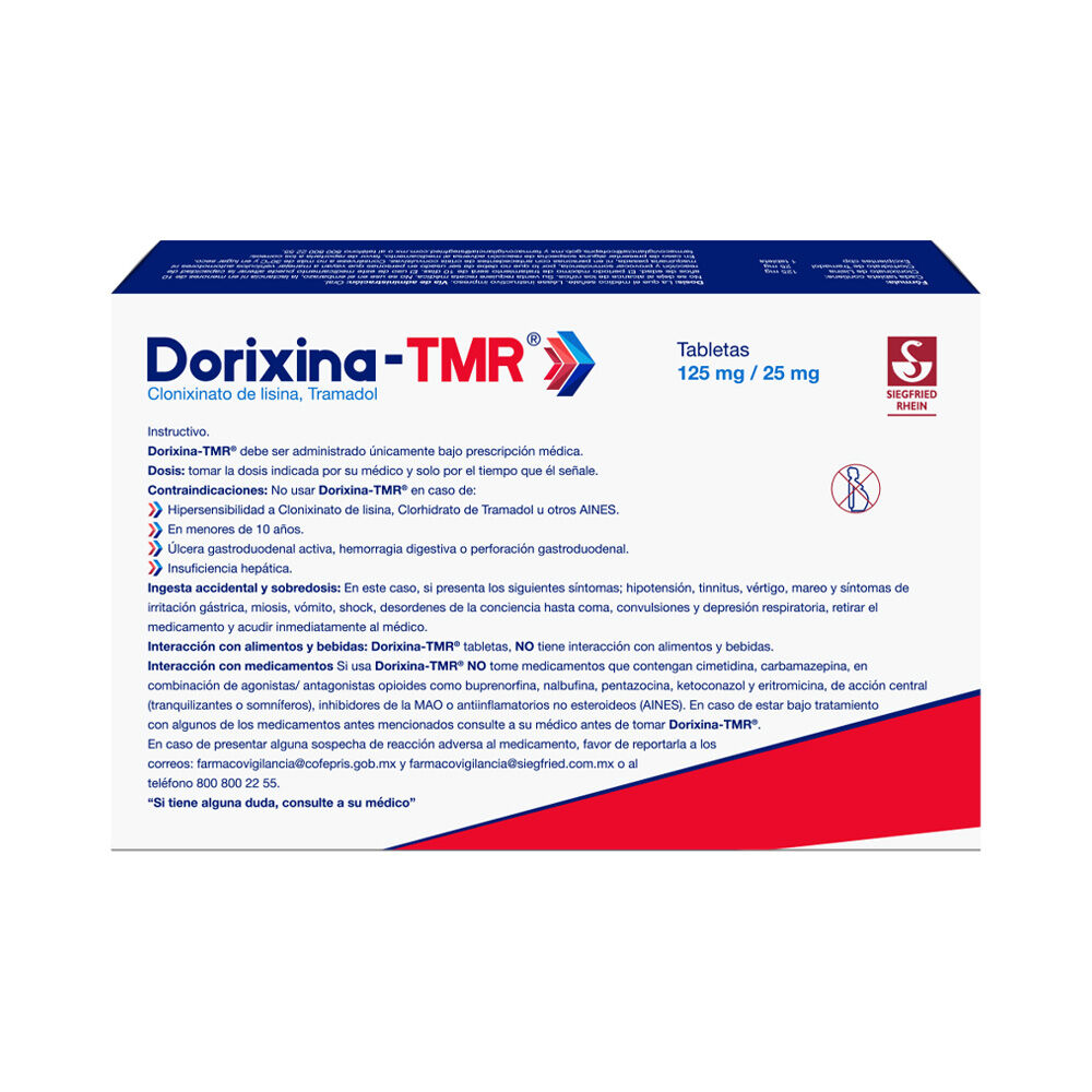 Dorixina-TMR-125-mg-/-25-mg---Caja-con-20-comprimidos-(Clonixinato-de-Lisina-y-Clorhidrato-de-Tramadol)-imagen-3