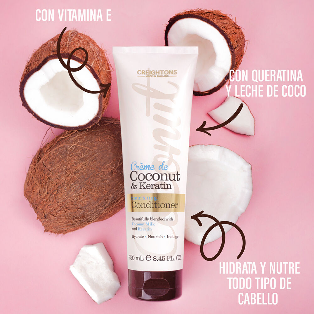 El-Creightons-acondicionador-Coco-y-Keratina-es-una-súper-mezcla-de-Coco-y-keratina-que-va-a-nutrir-y-reparar-el-cabello,-dejandolo-suave,-con-fuerza-y-brillante.-imagen-3