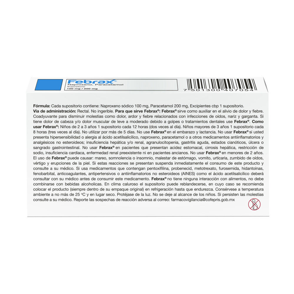 Febrax-Ni&ntilde;os-100-mg-/-200-mg---Caja-con-5-supositorios-(Naproxeno-y-Paracetamol)-imagen-3