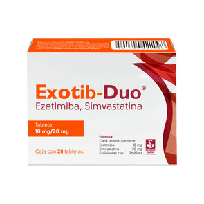 Exotib-Duo-10-mg-/-20-mg---Caja-con-28-tabletas-(Ezetimiba-y-Simvastatina)-imagen