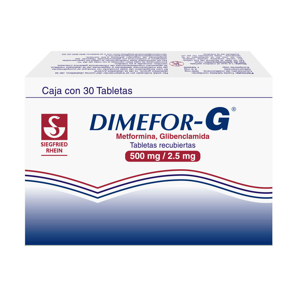 Dimefor-G-850-mg-/-2.5mg---Caja-con-30-tabletas-(Metformina-y-Glibenclamida)-imagen-3