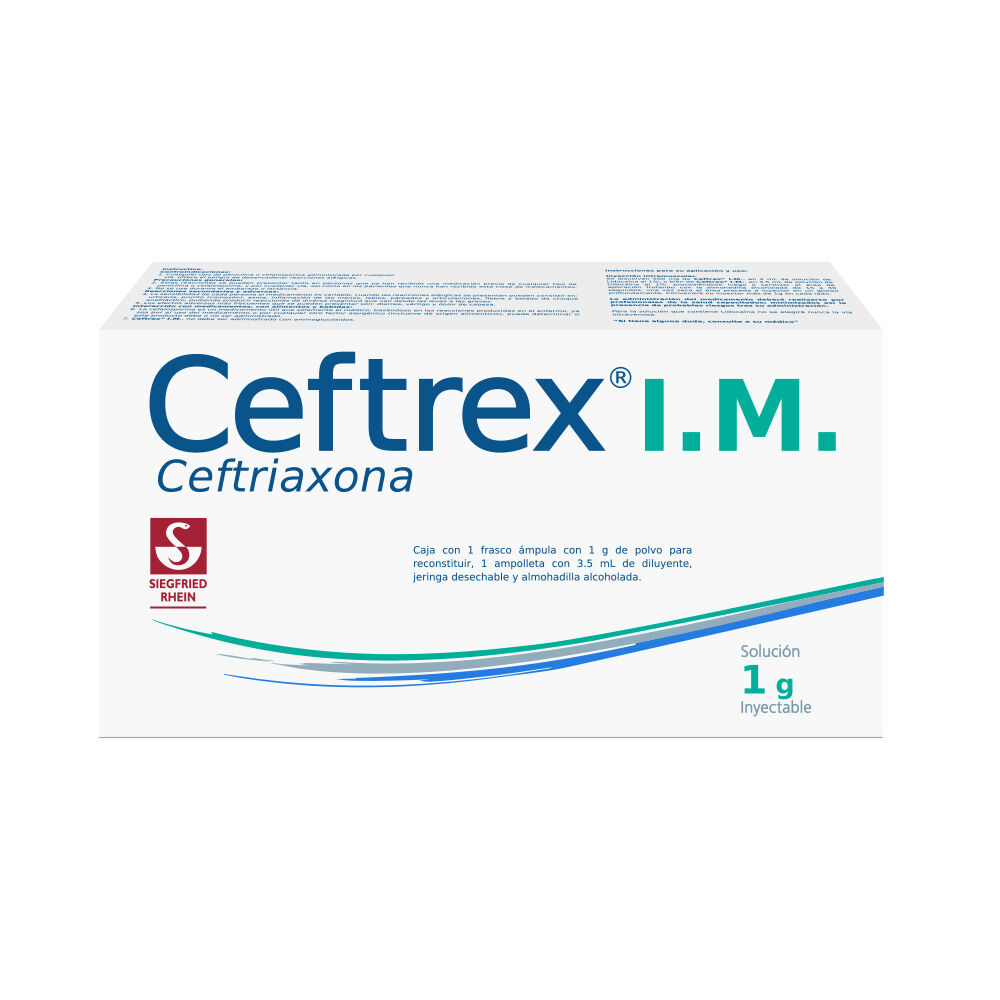 Ceftrex I.M. 1 g - Ampolleta con solucion inyectable 3.5 ml (Ceftriaxona)