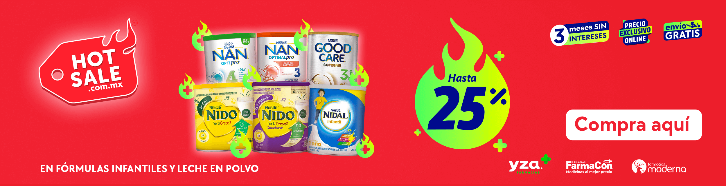 Compra en línea formulas infantiles con servicio a domicilio gratis solo en Farmacias YZA