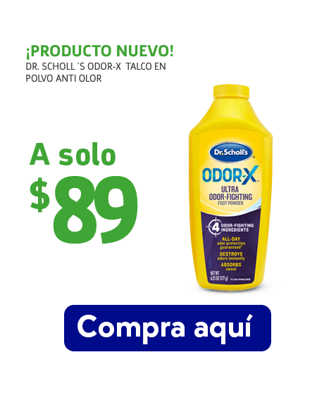 Compra en linea talco dr scholls control de olores en farmacias YZA al mejor precio con servicio a domicilio gratis