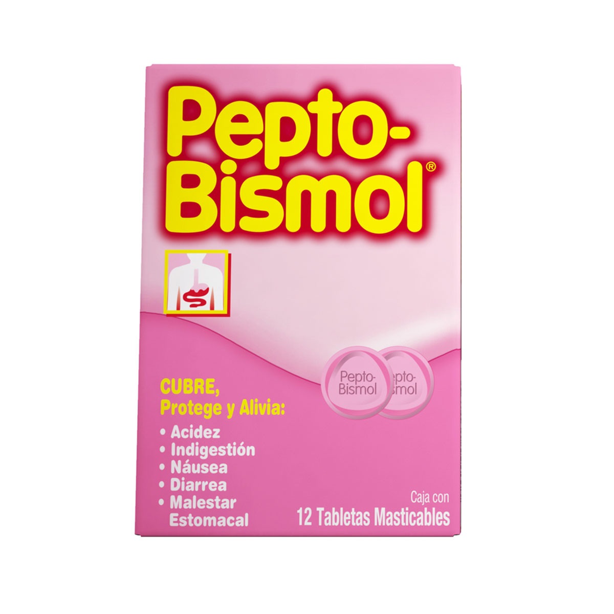Pepto Bismol 12 tabs alivio rápido Yza