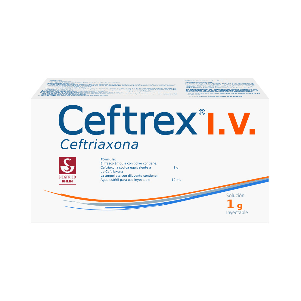 Ceftrex I.V 1 g - Ampolleta con solucion inyectable 10 ml (Ceftriaxona)